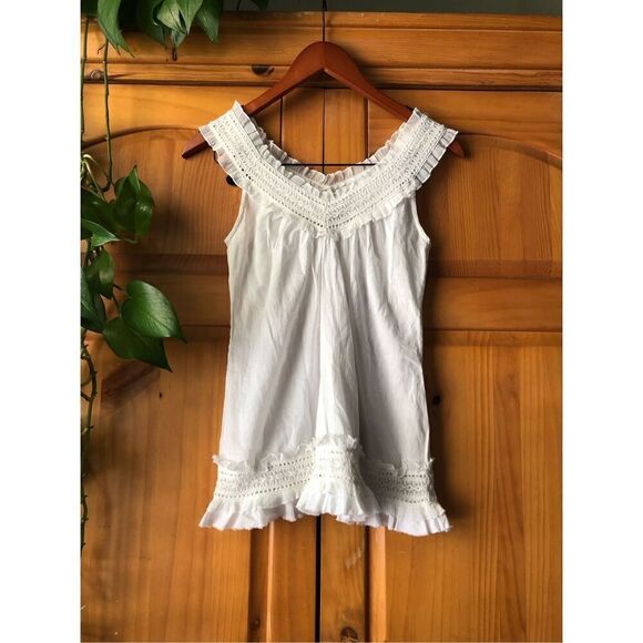 Agaci Cotton Race And Ruffle Blouse Size S - Picture 2 of 8